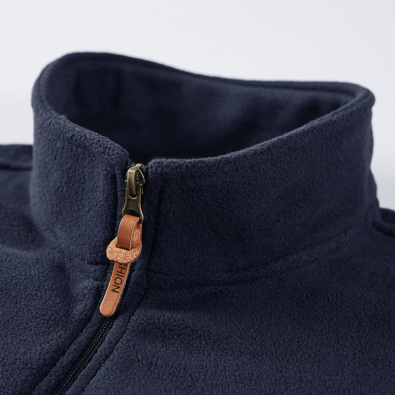 Herren Fleece-Utility-Weste mit durchgehendem Reißverschluss, Stehkragen und Reißverschlusstaschen Nord Taschen
