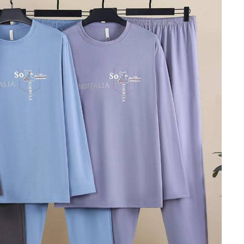 Herren-Pyjama-Set aus gekämmter Baumwolle, elastisch
