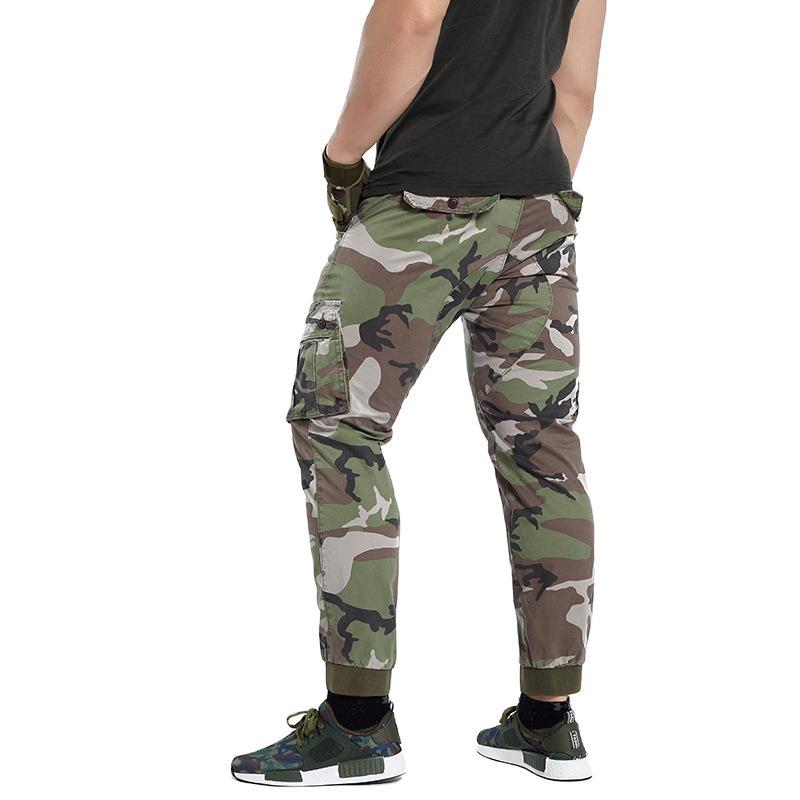 Herren Cargohose im Army-Stil mit elastischem Bund, Kordelzug und Bündchen Nord Taschen