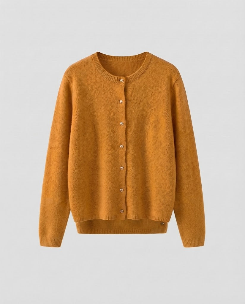 Damen Feiner Wollmix‑Knopfcardigan mit dekorativen goldfarbenen Druckknöpfen Nord Taschen