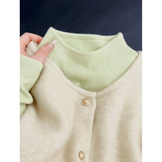 Damen-Strickpullover mit Stehkragen, einfarbig