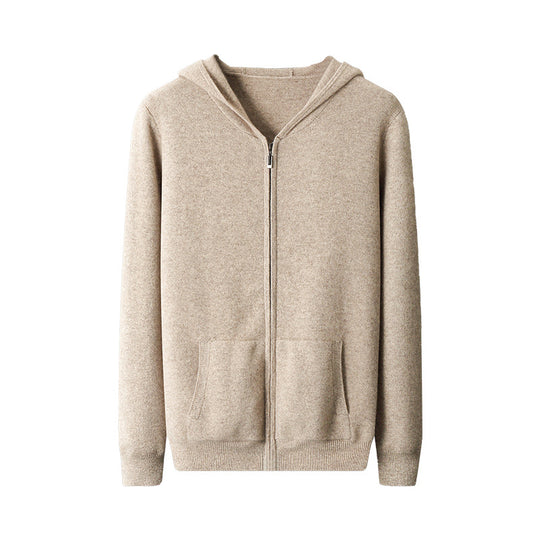 Herren-Strickjacke mit Kapuze und Reißverschluss