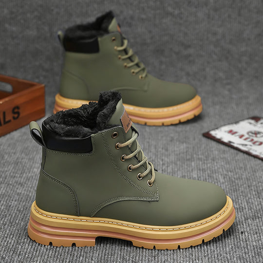 Gefütterte Herren-Winterstiefel, mittelhoher Schaft, warm