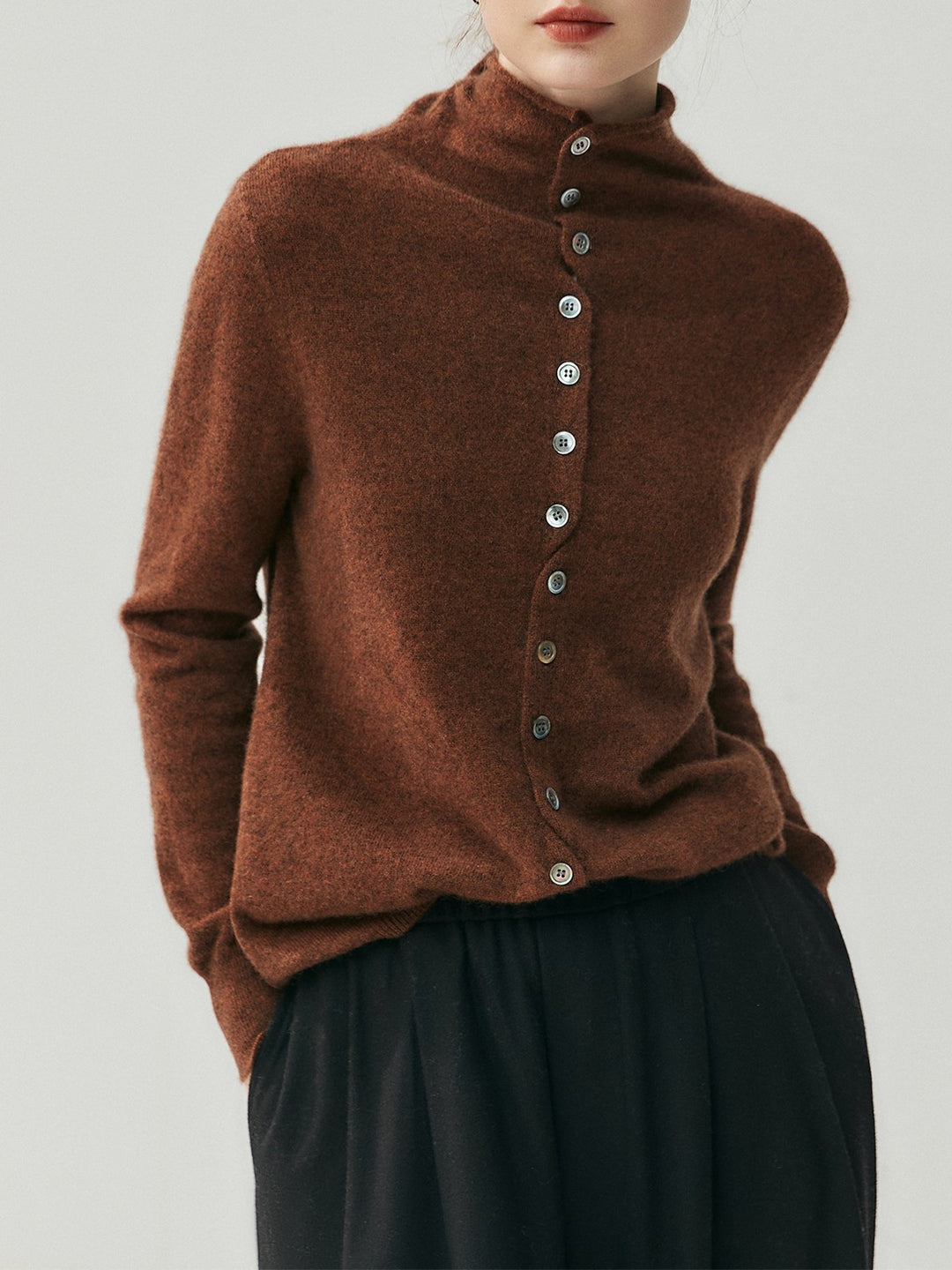 Strickjacke mit Rollkanten, weiche Haptik