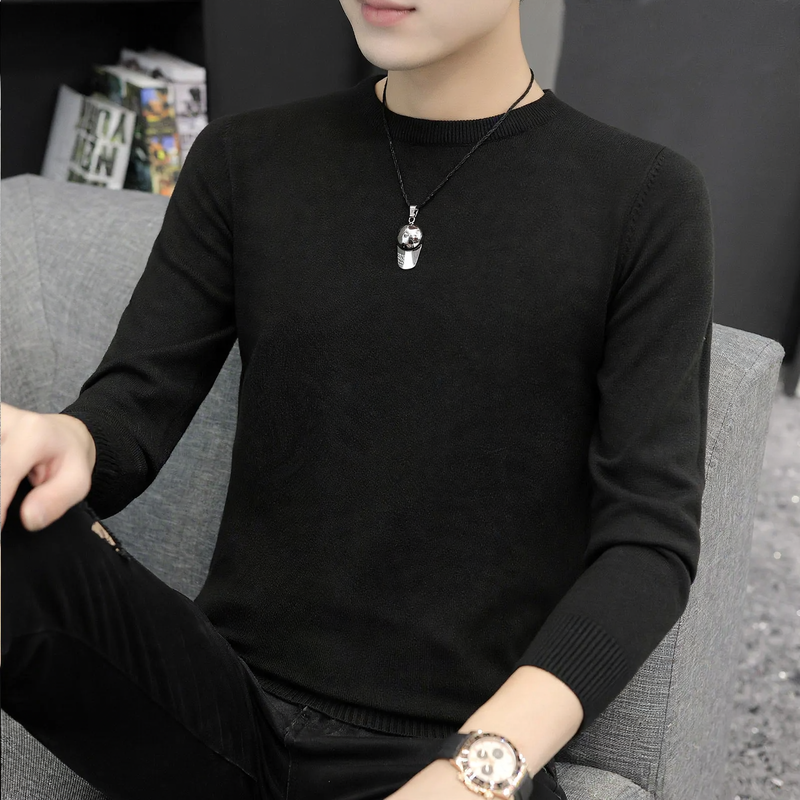 Herren-Strickpullover mit halbem Kragen, wärmeisolierend