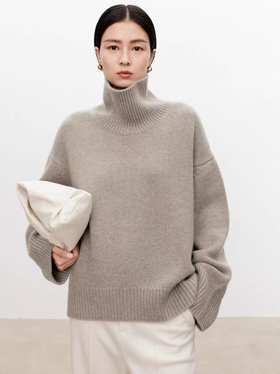 Damen-Rollkragenpullover, Oversize, für Herbst und Winter