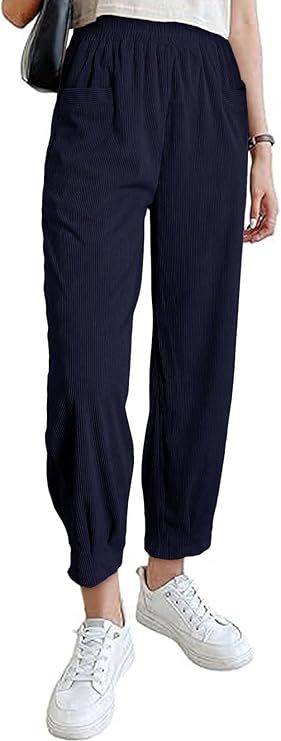 Damen-Kordhose, hoch geschnitten, konisch