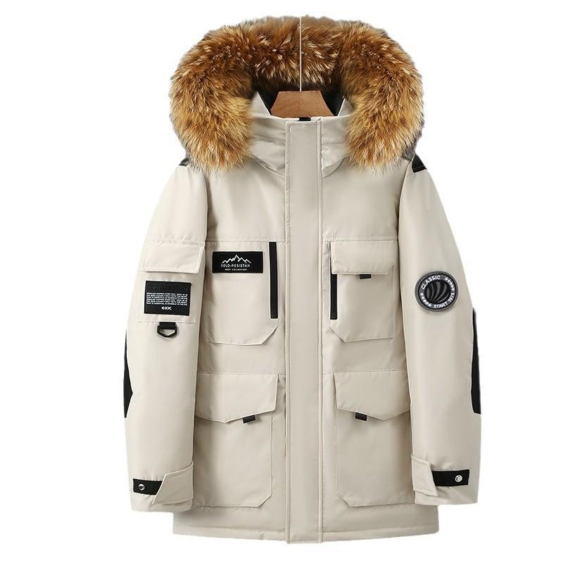 Gefütterte Unisex-Daunenjacke im Workwear-Stil