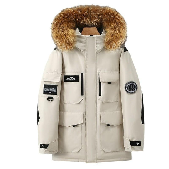 Gefütterte Unisex-Daunenjacke im Workwear-Stil