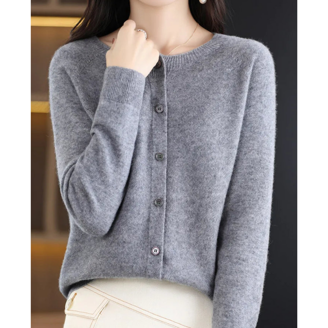 Damen Rundhals Cardigan Pullover