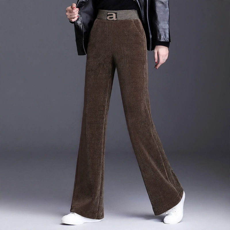 Damen-Cordhose mit weitem Bein, gefüttert