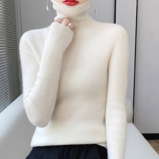 Damen-Strickpullover mit Stehkragen, langärmelig, gefüttert