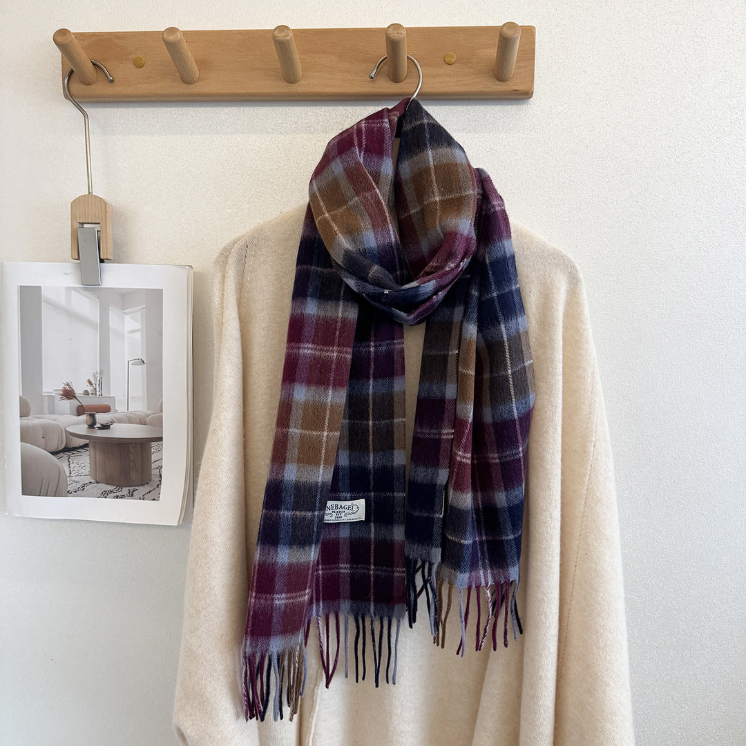 Wollschal mit Karomuster, 100% Wolle, 165x30 cm