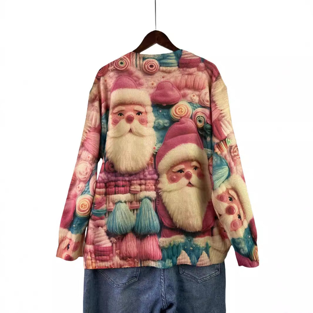 Festlicher Strickpullover mit 3D-Weihnachtsmotiv