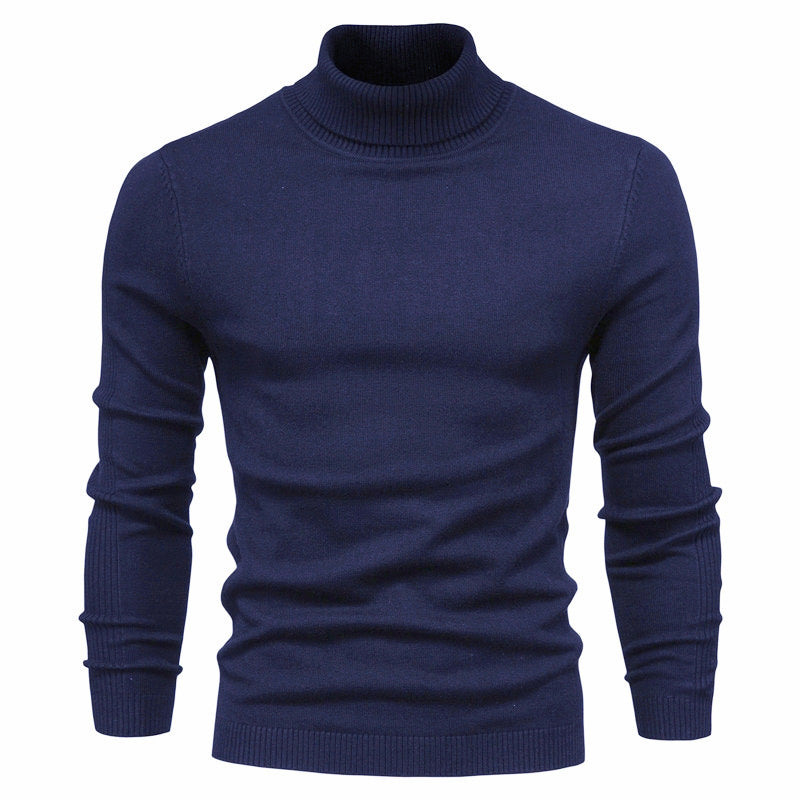 Herren-Rollkragenpullover, einfarbig, Freizeit