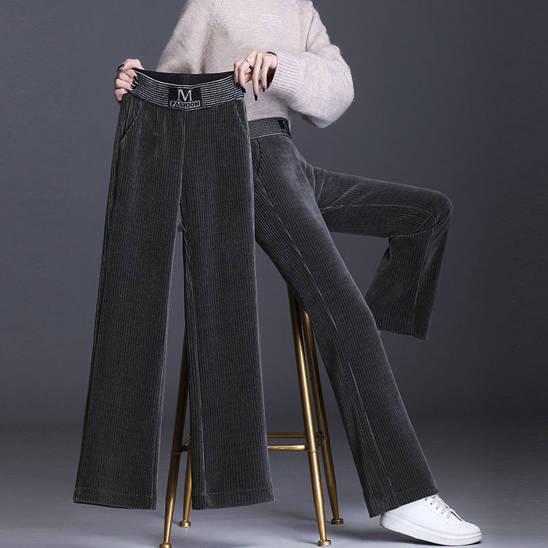 Damen-Cordhose mit weitem Bein und hohem Bund
