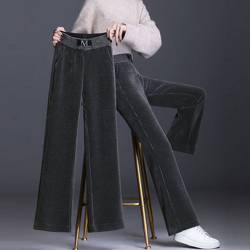 Damen-Cordhose mit weitem Bein und hohem Bund
