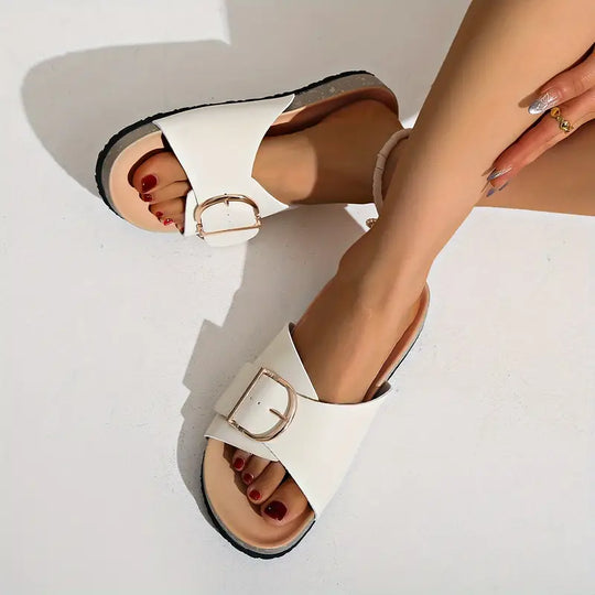 Nord Taschen | Orthopädisch Flache Sandalen mit Einstellbarer Schnalle Riemen