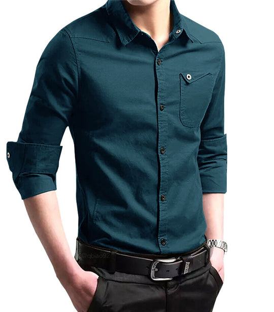 Herren Slim-Fit Business-Hemd mit Kentkragen und aufgesetzter Brusttasche Nord Taschen
