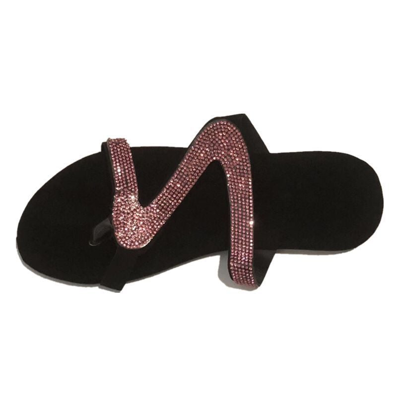Damen Glamouröse Zehentrenner-Sandalen mit funkelnden Strass-Akzenten