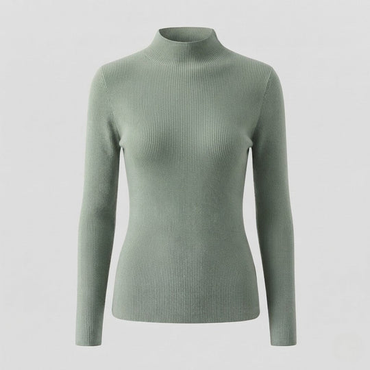 Damen Eleganter Slim-Fit Rollkragenpullover aus flauschigem Angora-Mix mit feiner Rippstruktur Nord Taschen