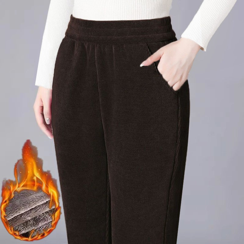 Gefütterte Cord-Haremshose für Damen, warm und bequem