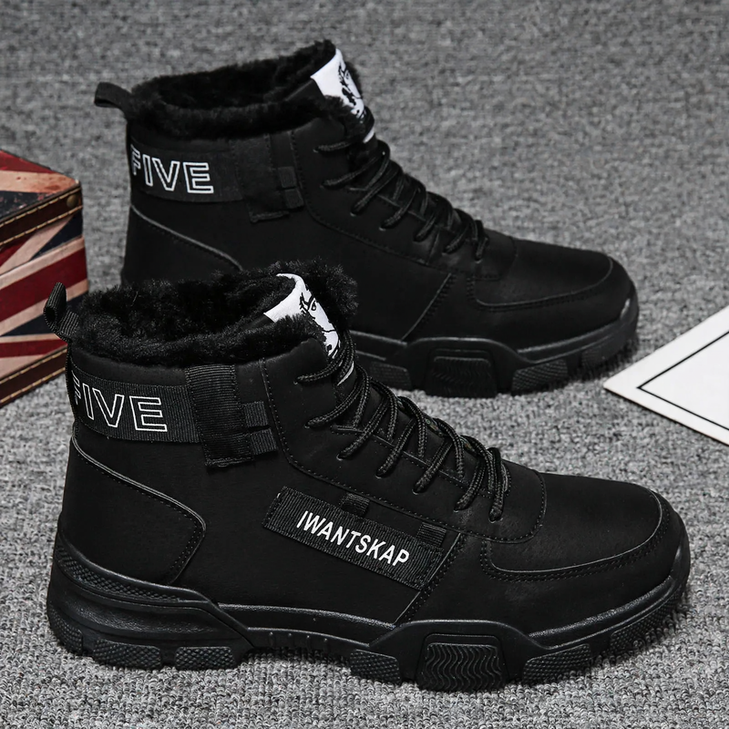 Gefütterte Herren-Winterstiefel, mittelhoher Schaft