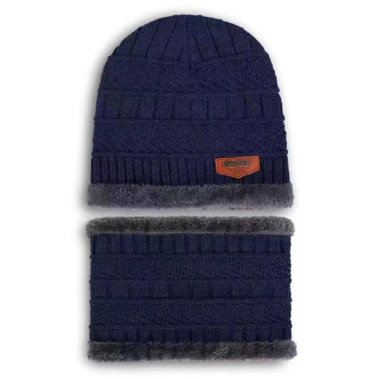 Strickmütze mit Schal, gefüttert, Herren, Winter