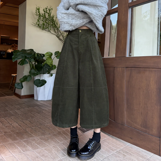 Damen-Cordhose, hoch tailliert, Ballon-Schnitt