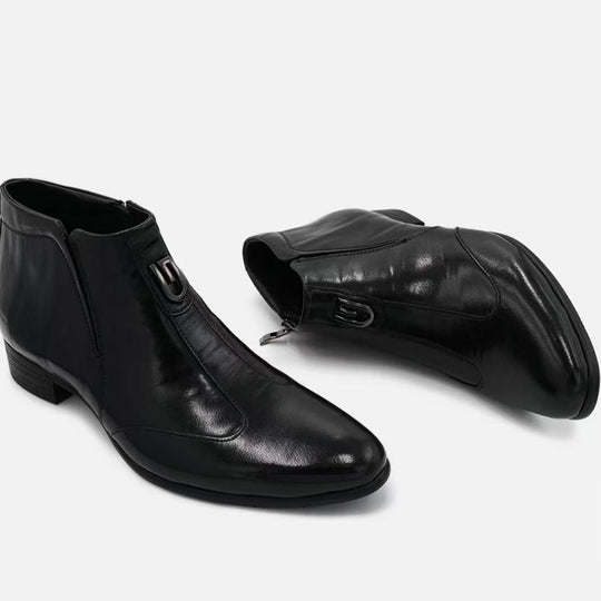Herren-Chelsea-Stiefel aus Leder, spitz zulaufend, mit Reißverschluss