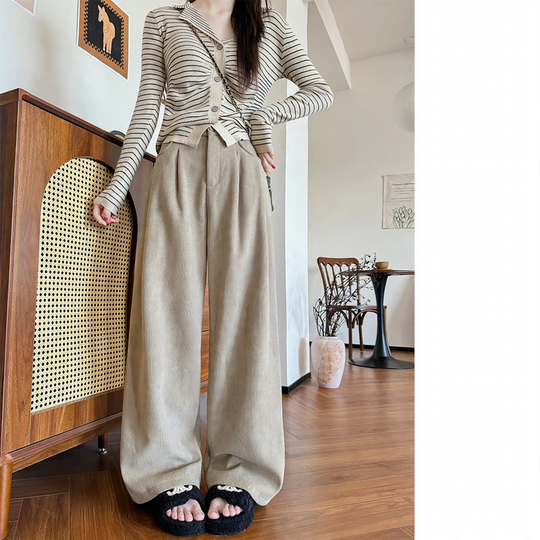Elegante Cord-Hose für Damen, weit geschnitten