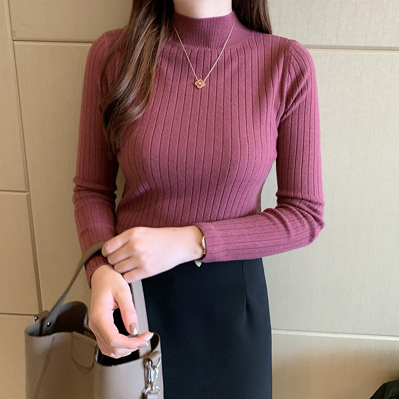 Damen-Strickpullover mit Stehkragen, dünn