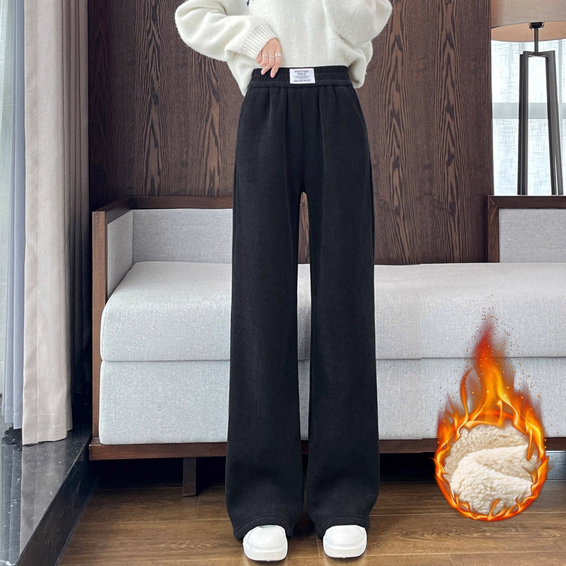 Damen-Cordhose mit Lammfleece, weit geschnitten