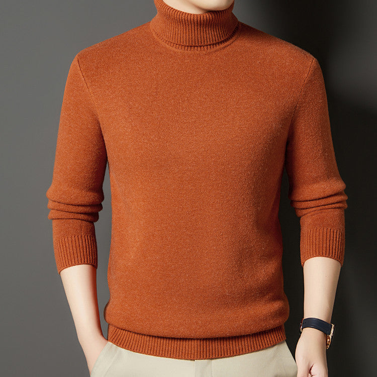 Herren-Rollkragenpullover mit Wollanteil, dick