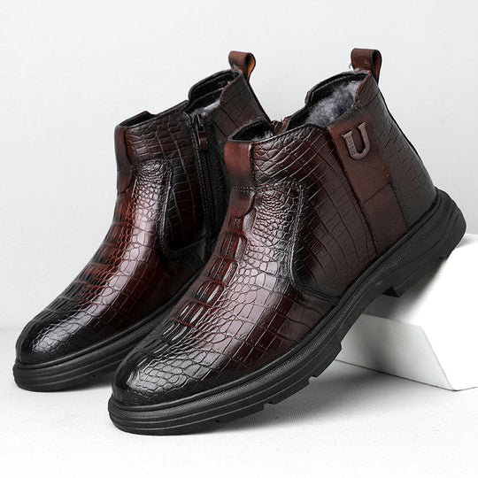 Elegante Herren-Lederstiefel, gefüttert