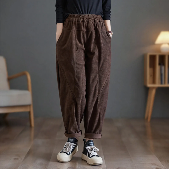 Damen Cordhose, Karottenform, gefüttert