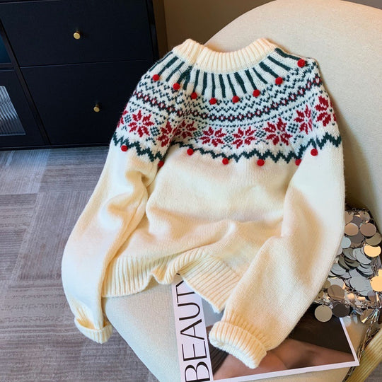 Damen-Strickpullover, festliches Jacquard-Design