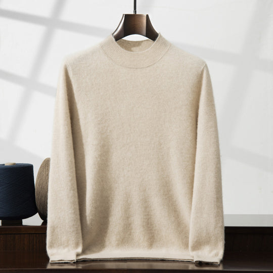 Herren-Kaschmirpullover, Stehkragen, dünn