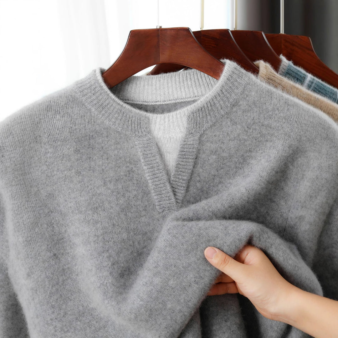 Herren-Wollpullover, Rundhals, dick gestrickt