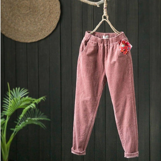 Damen Cordhose, lockere Passform, gefüttert