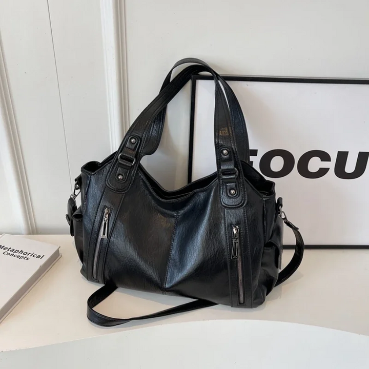 Stilvolle Lederhandtasche Mit Reißverschluss