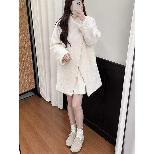 Damen-Teddy-Fleecejacke in Weiß