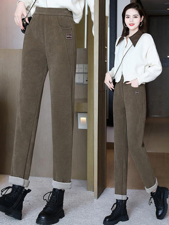 Damen-Kordhose, gefüttert, hoher Bund