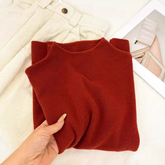 Damen-Strickpullover mit Stehkragen, vielseitiges Basic