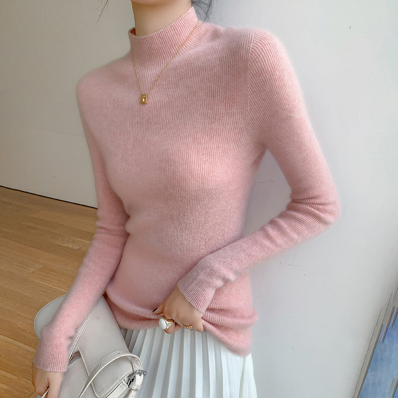 Damen-Kaschmirpullover, Stehkragen, schmal geschnitten