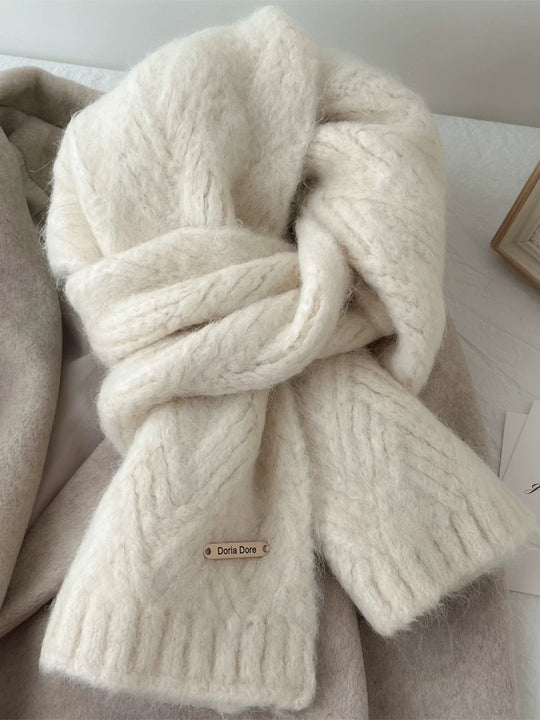 Einfarbiger Alpakawoll-Mischgewebe Strickschal, 22x162 cm