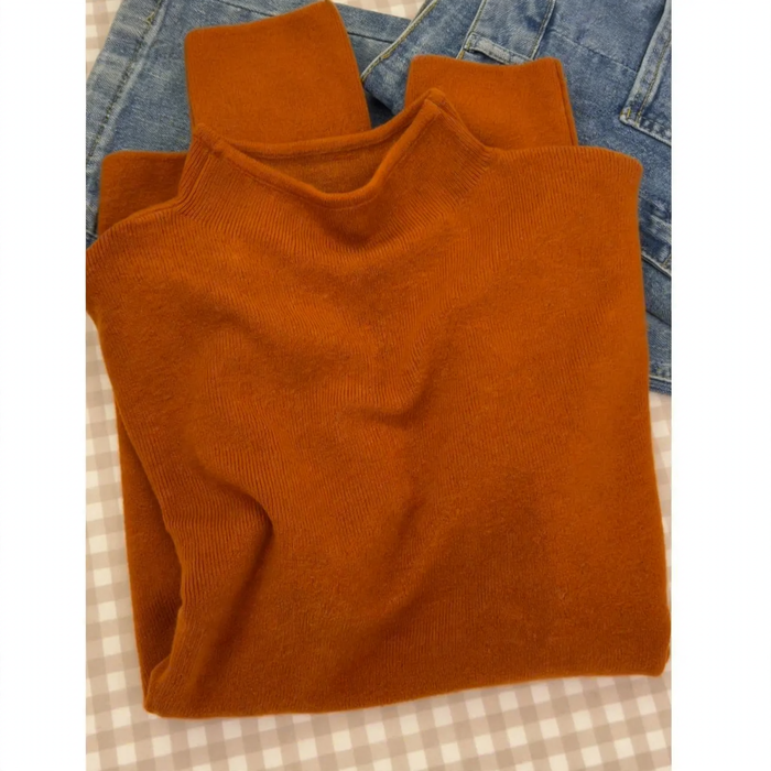 Damen-Strickpullover mit Stehkragen, einfarbig