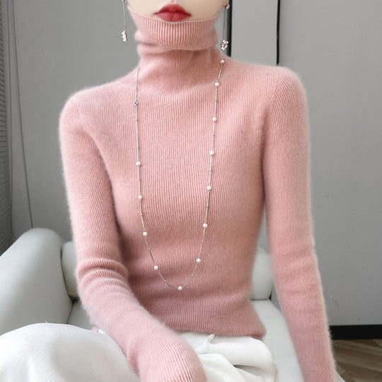 Damen-Strickpullover mit Stehkragen, langärmelig, gefüttert