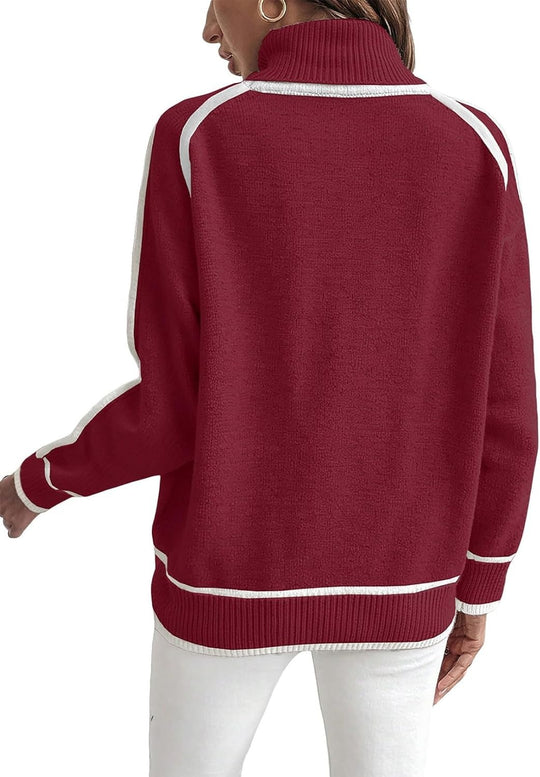 Lockerer Damen-Strickpullover mit hohem Kragen