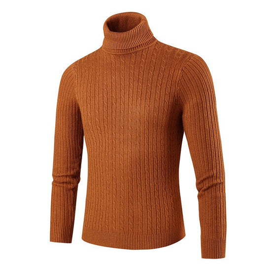 Herren-Strickpullover mit Rollkragen und Zopfmuster
